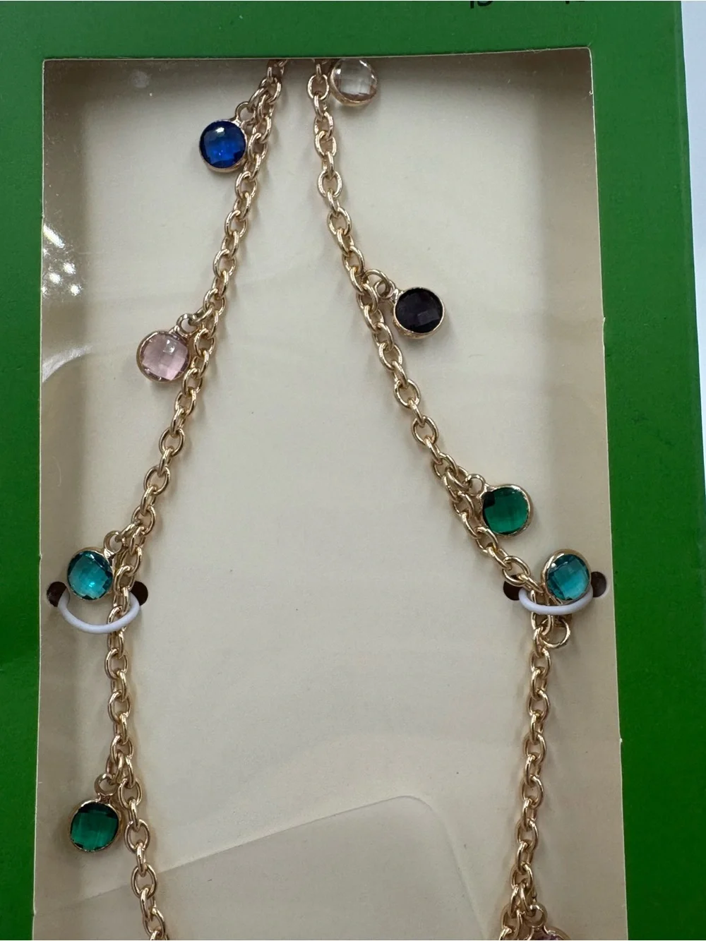 kate spade Gold Chain Phone Charm with Multicolor Gem Accents